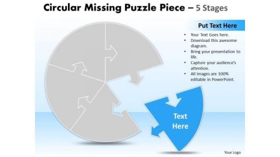 Business Cycle Diagram Circular Missing Puzzle Piece 5 Stages Marketing Diagram