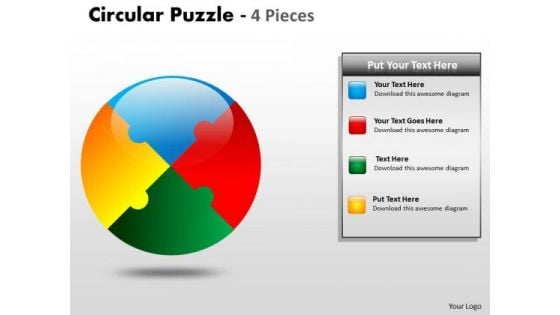Business Cycle Diagram Circular Puzzle 4 Pieces Business Diagram