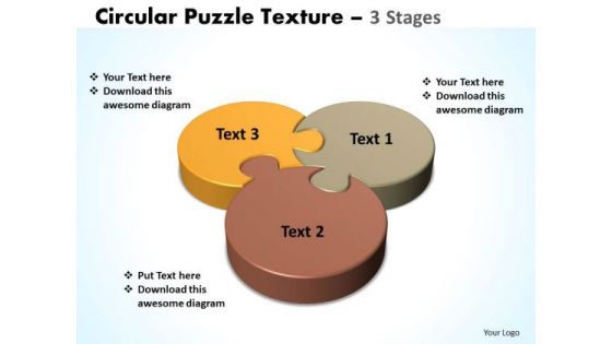 Business Cycle Diagram Circular Puzzle Texture 3 Stages Business Diagram