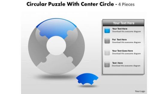 Business Cycle Diagram Circular Puzzle With Center Circle 4 Pieces Business Diagram