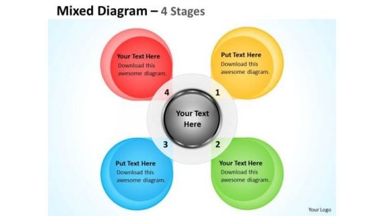 Business Cycle Diagram Flower Petal Mixed Diagram 4 Stages Business Finance Strategy Development