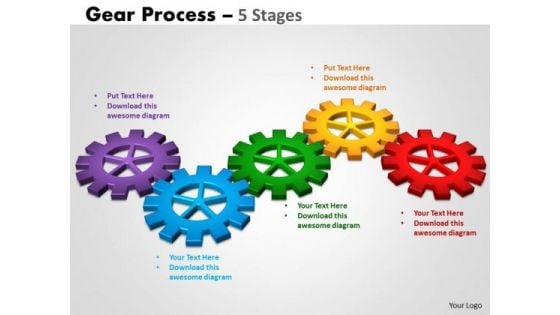 Business Cycle Diagram Gears Process 5 Stages Style Business Diagram