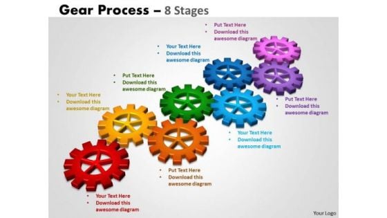 Business Cycle Diagram Gears Process 8 Stages Business Framework Model