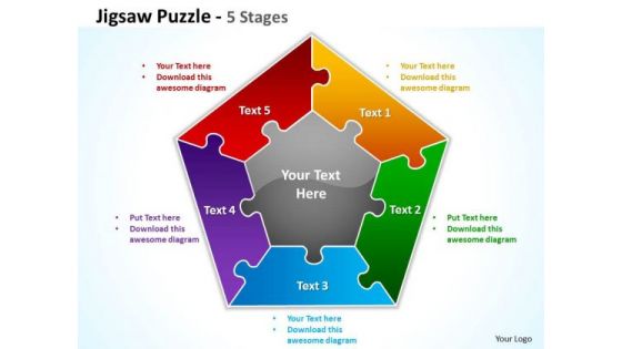 Business Cycle Diagram Jigsaw Puzzle 5 Stages Strategic Management