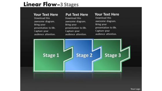 Business Cycle Diagram Linear Flow 3 Stages Business Diagram