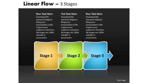 Business Cycle Diagram Linear Flow 3 Stages Strategy Diagram