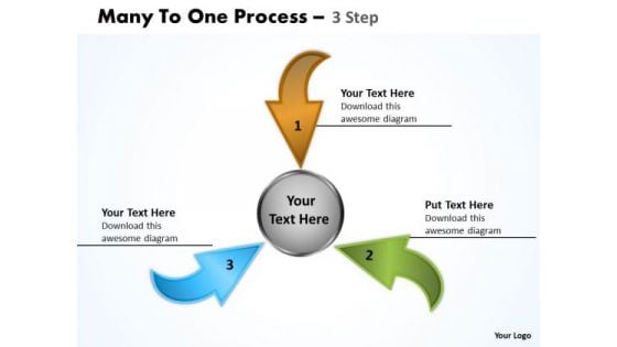 Business Cycle Diagram Many To One Process 3 Step Business Diagram