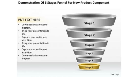 Business Cycle Diagram Of 6 Stages Funnel For New Product Component Ppt PowerPoint Templates