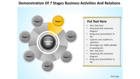 Business Cycle Diagram Of 7 Stages Activities And Relations Ppt PowerPoint Templates