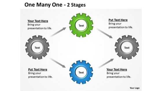 Business Cycle Diagram One Many One 2 Stages Business Diagram