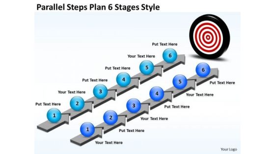 Business Cycle Diagram Parallel Steps Plan 6 Stages Style Strategic Management