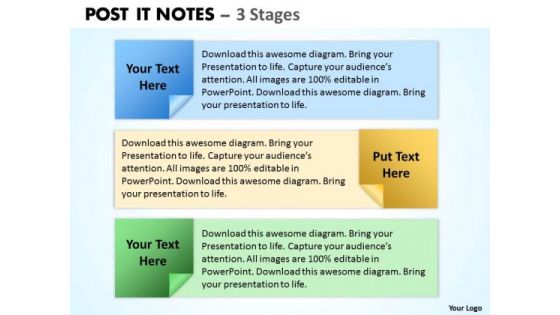 Business Cycle Diagram Post It Notes 4 Stages