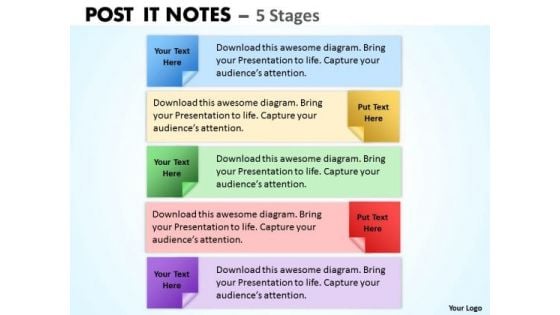 Business Cycle Diagram Post It Notes 5 Stages Marketing Diagram