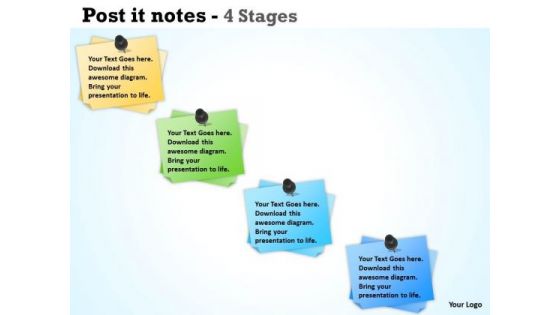 Business Cycle Diagram Post It Notes With 4 Stages Sales Diagram
