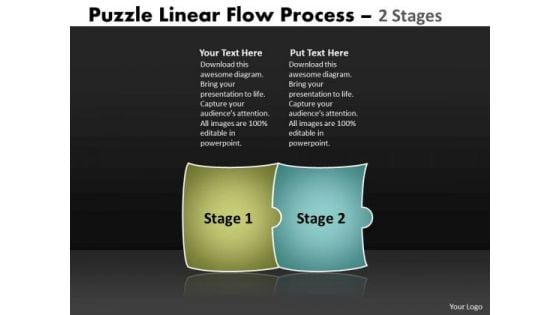 Business Cycle Diagram Puzzle Linear Flow Process 2 Stages Strategic Management