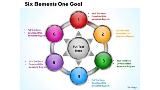 Business Cycle Diagram Six Elements One Goal Sales Diagram