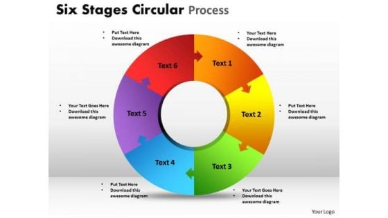 Business Cycle Diagram Six Stages Circular Process Marketing Diagram