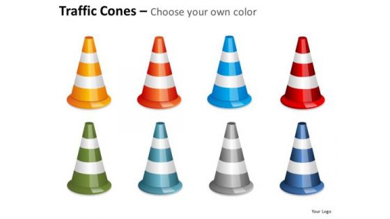 Business Cycle Diagram Traffic Cones Fallen Business Diagram