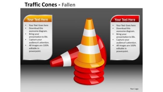 Business Cycle Diagram Traffic Cones Fallen Ppt Marketing Diagram