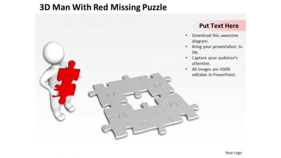 Business Cycle Diagram With Red Missing Puzzle PowerPoint Templates Ppt Backgrounds For Slides