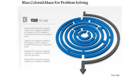 Business Diagram Blue Colored Maze For Problem Solving PowerPoint Templets