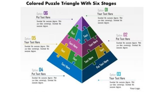 Business Daigram Colored Puzzle Triangle With Six Stages Presentation Templets