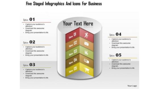 Business Daigram Five Staged Infographics And Icons For Business Presentation Templets