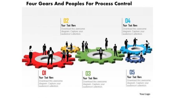 Business Daigram Four Gears And Peoples For Process Control Presentation Templets