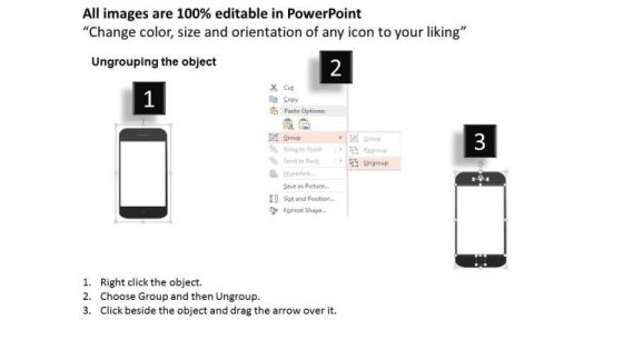 Business Daigram Four Icons On Mobile Screen For Technology Presentation Templets