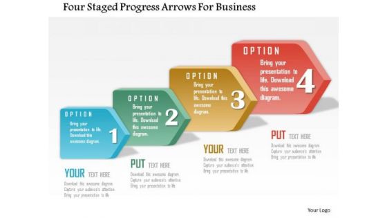 Business Daigram Four Staged Progress Arrows For Business Presentation Templets