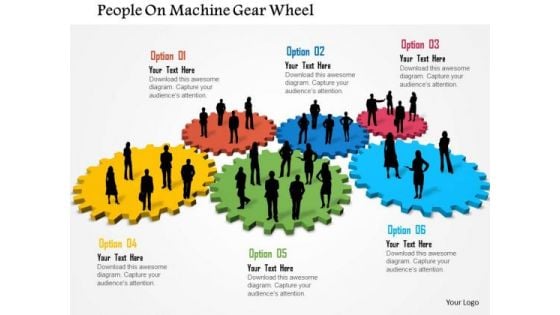 Business Daigram People On Machine Gear Wheel Presentation Templets