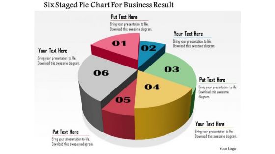 Business Daigram Six Staged Pie Chart For Business Result Presentation Templets