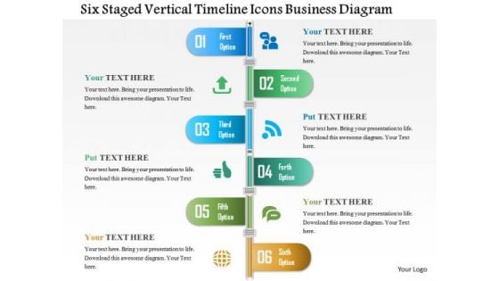 Business Daigram Six Staged Vertical Timeline Icons Business Diagram Presentation Templets