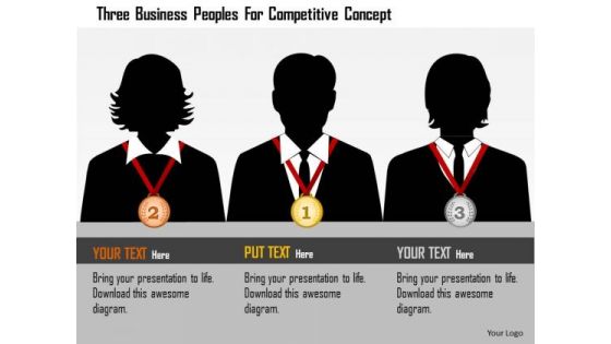 Business Daigram Three Business Peoples For Competitive Concept Presentation Templets