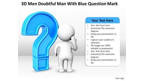 Business Development Process Diagram Doubtful Man With Blue Question Mark PowerPoint Templates