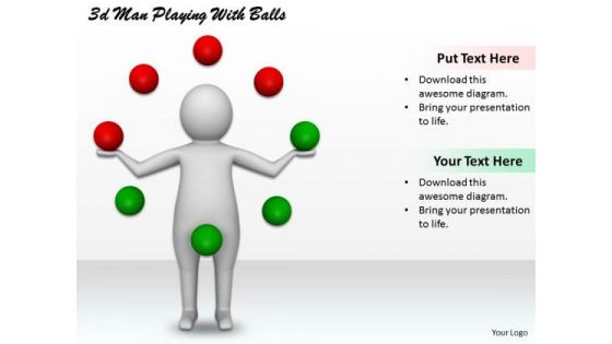 Business Development Strategy 3d Man Playing With Balls Concept