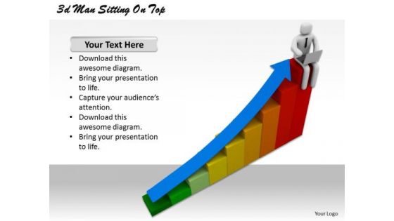 Business Development Strategy 3d Man Sitting On Top Concept