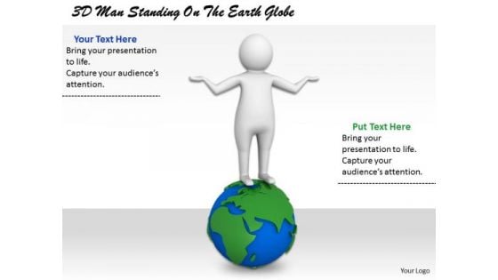 Business Development Strategy 3d Man Standing On The Earth Globe Character Modeling