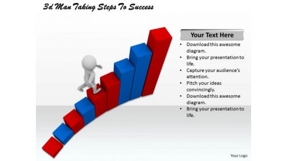 Business Development Strategy 3d Man Taking Steps To Success Concept