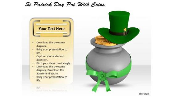 Business Development Strategy Patricks Day Pot With Coins Icons Images