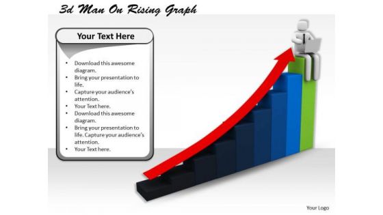 Business Development Strategy Template 3d Man On Rising Graph Characters