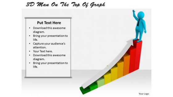 Business Development Strategy Template 3d Man On The Top Of Graph Concept