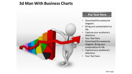 Business Development Strategy Template 3d Man With Charts Characters