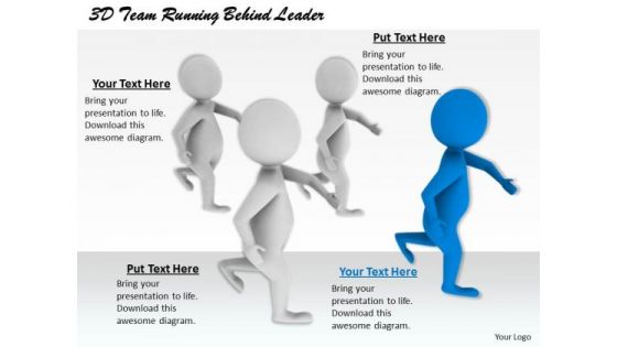 Business Development Strategy Template 3d Team Running Behind Leader Character Modeling