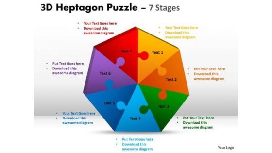 Business Diagram3d Heptagon Puzzle Diagram Process 7 Stages Business Cycle Diagram