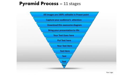 Business Diagram 11 Staged Inverse Pyramid For Business Sales Diagram