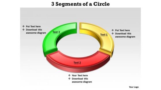 Business Diagram 3 Segments Of A Circle Sales Diagram