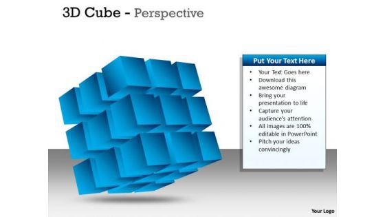Business Diagram 3d Blue Cube Perspective Ppt Sales Diagram