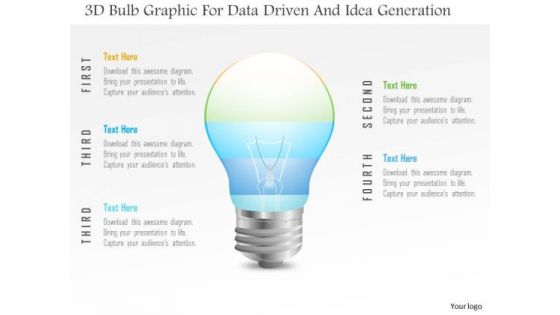 Business Diagram 3d Bulb Graphic For Data Driven And Idea Generation PowerPoint Slide