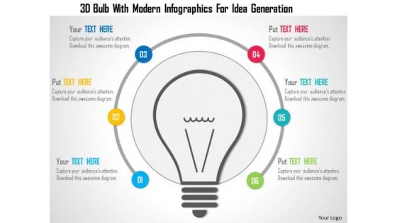 Business Diagram 3d Bulb With Modern Infographics For Idea Generation Presentation Template